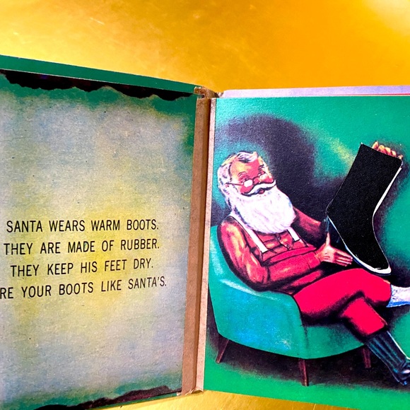 CHRISTMAS VTG 50’s FEEL SANTA CLAUS’ BEARD TOUCH AND FEEL HARDCOVER BOOK TAIWAN - Picture 3 of 14